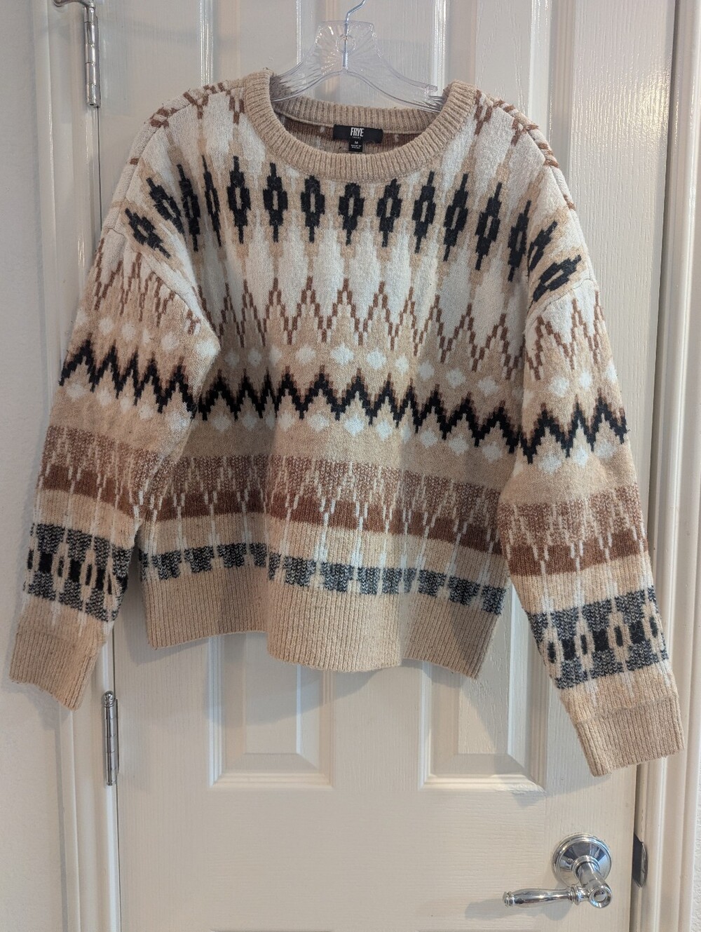 Frye Patterned Fair Isle Knit Crewneck Sweater